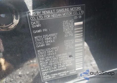 2018 Nissan Rogue Sv из США, поврежденный, VIN KNMAT2MV8JP593029